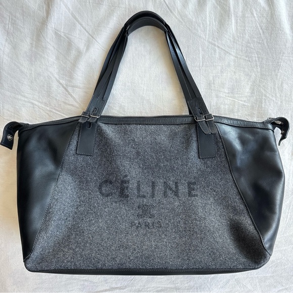 Celine Handbags - Celine Wool Leather Tote Bag